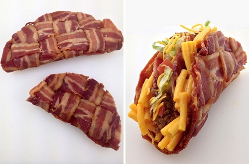 mac and cheese bacon weave taco