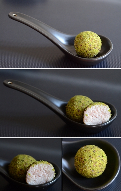 tartufi di mortadella con granella di pistacchi