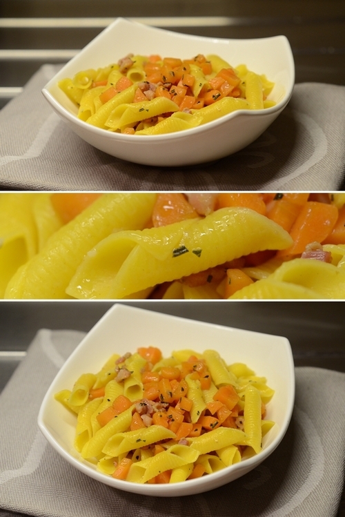 garganelli all'uovo con carote saporite