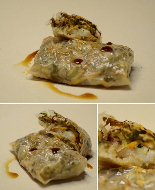 involtini cialde riso insalata germogli surimi