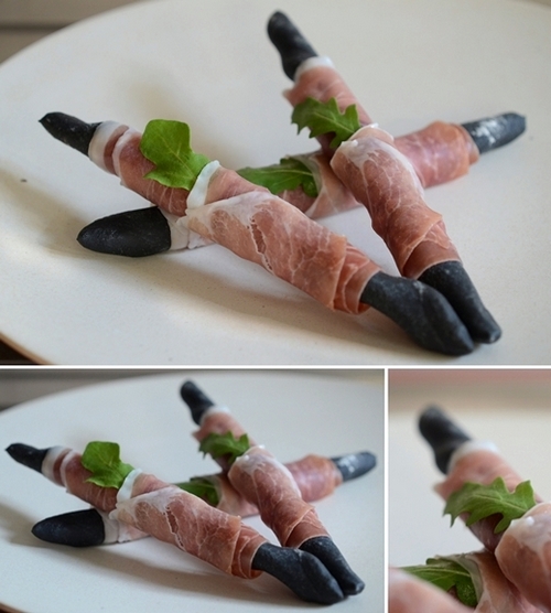 grissini neri carbone prosciutto crudo rucola